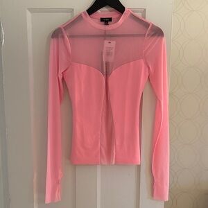 AFRM Pink Sheer Long Sleeve Blouse